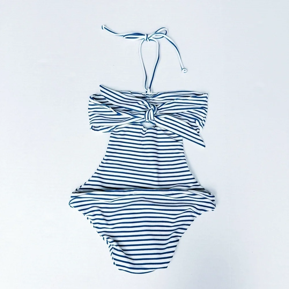 Mikoh - Blue and White Striped One Piece Swimsuit